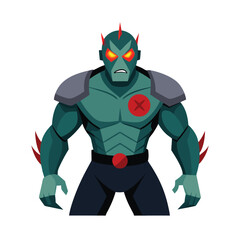 Angry mutant with torn gear and laser vision fierce attitude Vector illustration