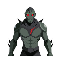 Mutant with laser eyes torn armor and aggressive expression Vector illustration
