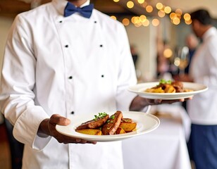 Chef serving food at a restaurant