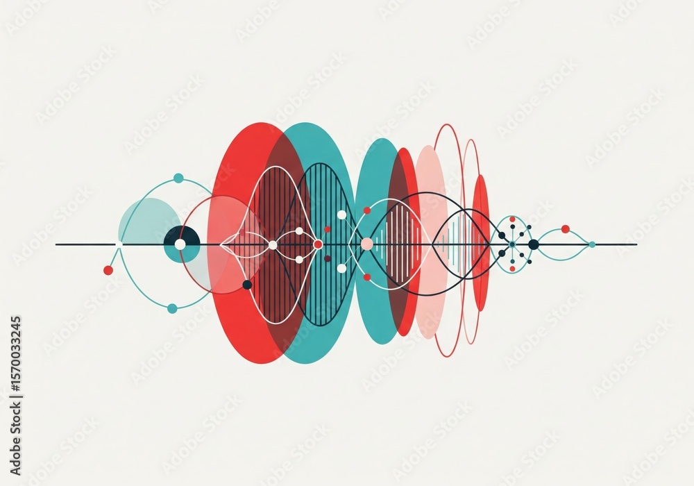 Poster dynamic digital flow art. this contemporary artwork features overlapping shapes and fluid lines, sug