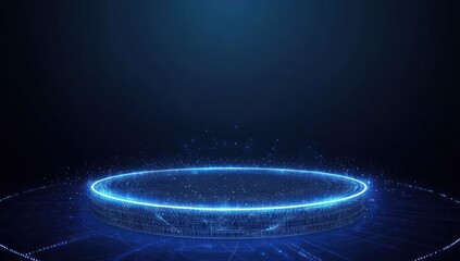 Abstract Technology Platform with Glowing Blue Light for Product Showcase