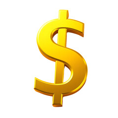 Golden 3D dollar sign symbol representing wealth and financial success