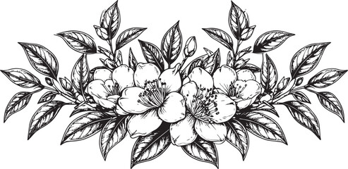 Vintage Blossom Arrangement Line Art
