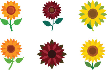 Sunflower Garden Color Vector Illustration