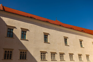 Fototapeta premium Inner Courtyard of Fagaras Citadel – 14th Century Medieval Fortress in Transylvania, Romania