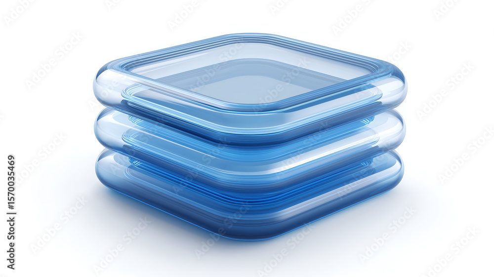 Poster abstract blue layers: a captivating visual of transparent blue squares stacked, exuding a modern and