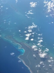 Island sea and sky from plane
