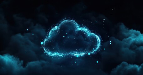 Digital cloud technology concept with glowing network connections