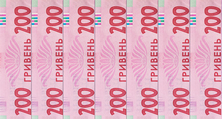 Ukrainian banknote 200 hryvnia with the image of Lutsk Castle. Paper money of Ukraine.