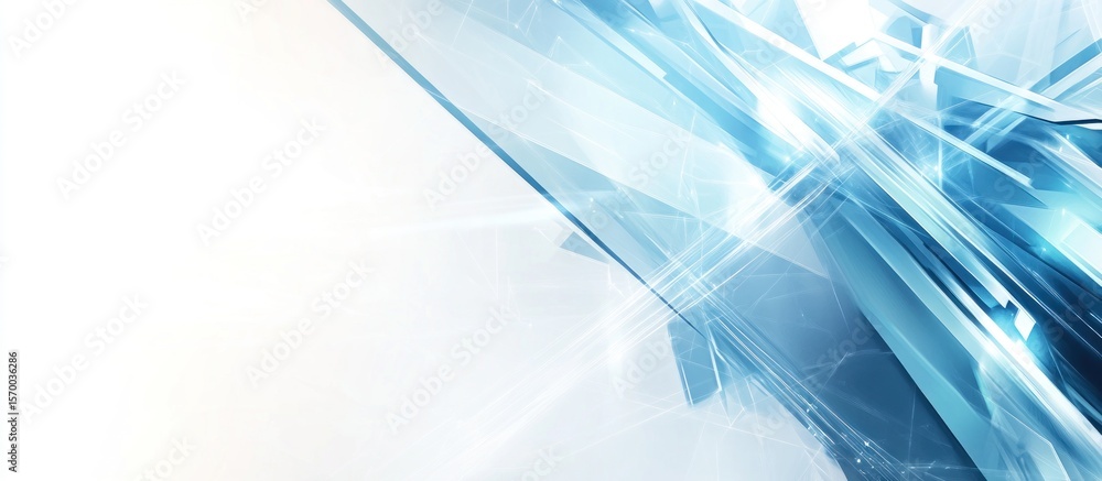 Fototapete abstract geometric blue and white background with modern design, showcasing clean lines and light fl