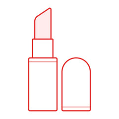 Illustration of a pink lipstick with its cap off standing next to it on a white background view
