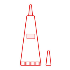 Illustration of a toothpaste tube with cap off and red outline on a white isolated background view