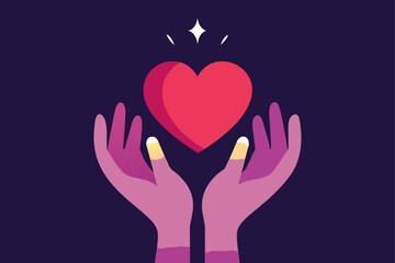 Obraz premium Hands Holding a Glowing Heart Self Love Concept