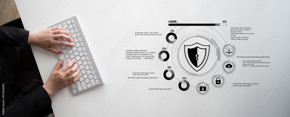 Aufkleber cyber security protects against breaches, hacks, and network attacks using strong infrastructure and