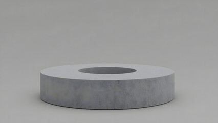 Simple gray concrete ring or cylinder with a hole in the center