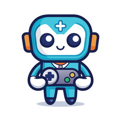 Streamer with camera head and gamepad hands creative mascot Vector illustration