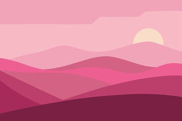 Rolling Hills Under Pink Gradient Sky