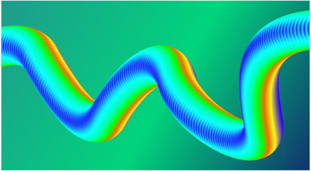 3D Blend Fluid Design Background Green Cyan Colorful Gradient Abstract Vector Illustration