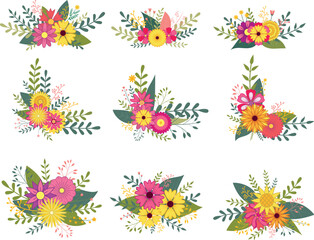 Set of Flower Bouquet for Decoration