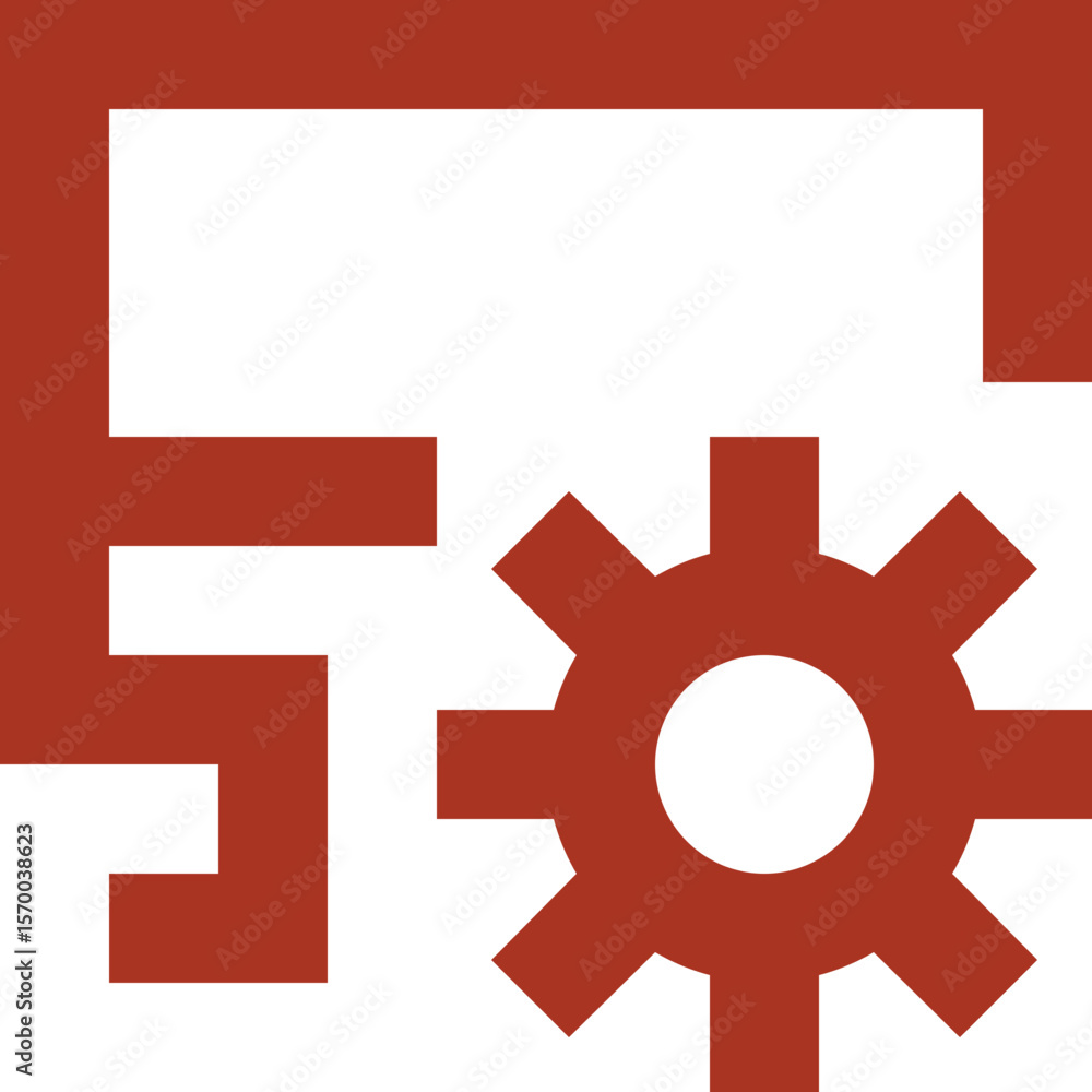 Poster red file structure icon with gear symbol representing settings and configuration options shown here 