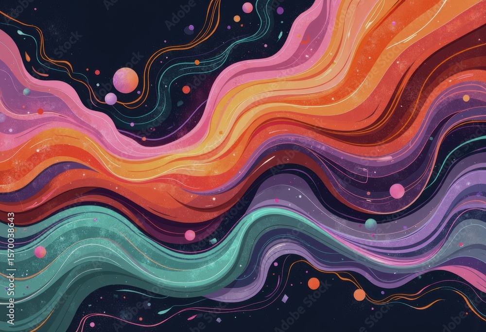 Aufkleber dynamic abstract composition with vibrant colors and flowing movement