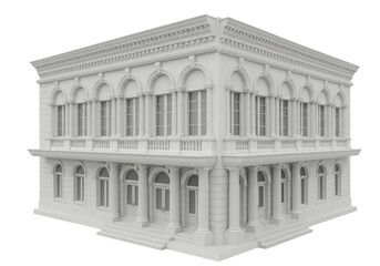 Obraz premium Isolated Ornate White Building with Arches and Balconies