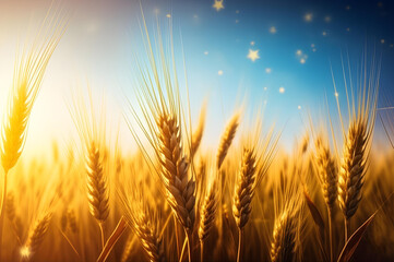 Golden Wheat Field Under a Sunlit Sky