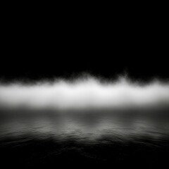Fototapeta premium Black and white abstract background with horizontal mist over a reflective surface. 