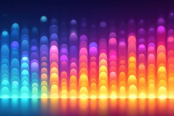 Colorful abstract light waves create a vibrant display of hues during a nighttime digital art event