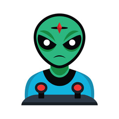 Angry alien gamer with joystick and third eye futuristic style Vector illustration
