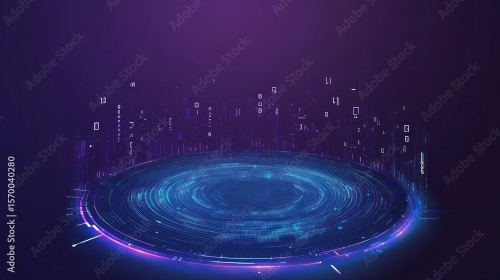 Aufkleber futuristic technology platform with digital data and circular motion