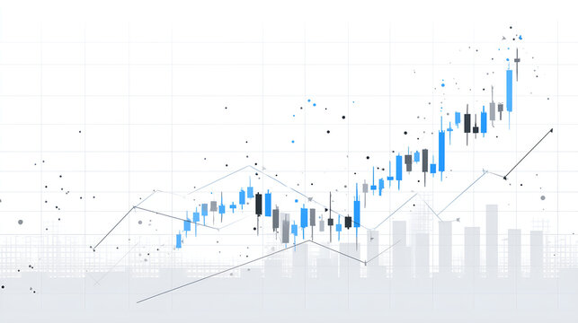 Financial Growth Graph: An eye-level shot captures an abstract representation of the stock market, showcasing upward trending graphs to represent market success.