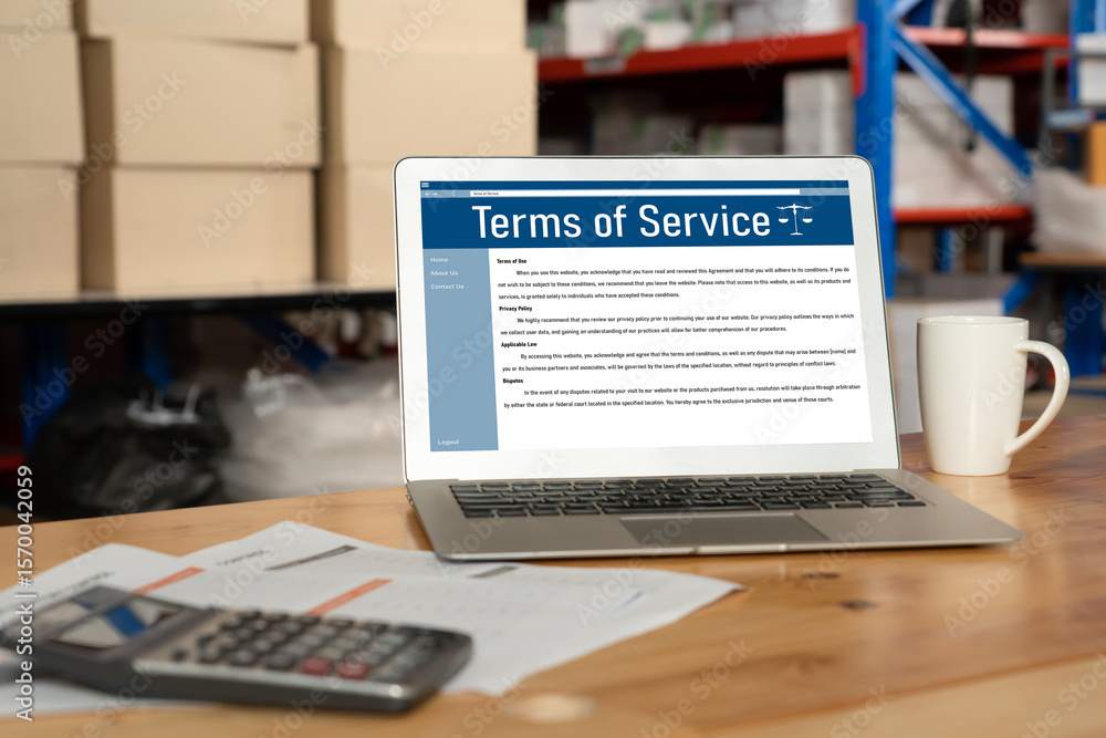 Poster online term of service conditions showing brisk rules and regulations in using the website on device