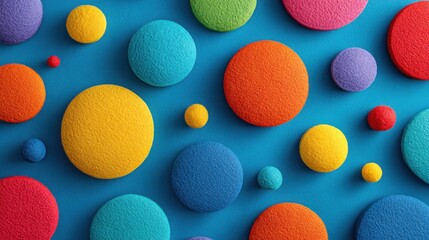A colorful background with many different colored balls. The balls are all different sizes and colors, and they are scattered all over the background. Scene is playful and fun