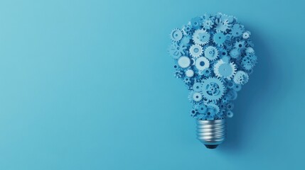 Conceptual image of a lightbulb made of gears representing ideas and innovation