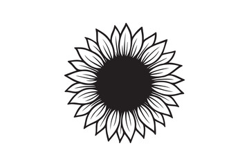 Fototapeta premium Sunflower silhouette with white background