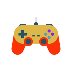 Retro Style Video Game Controller Icon.Vibrant retro video game controller icon (yellow/green), symbolizing gaming, entertainment, and nostalgic play.