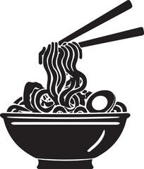 Ramen Silhouette Vector Illustration on Transparent Background