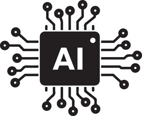 Artificial intelligence chip representing technology and machine learning concepts in vector illustration