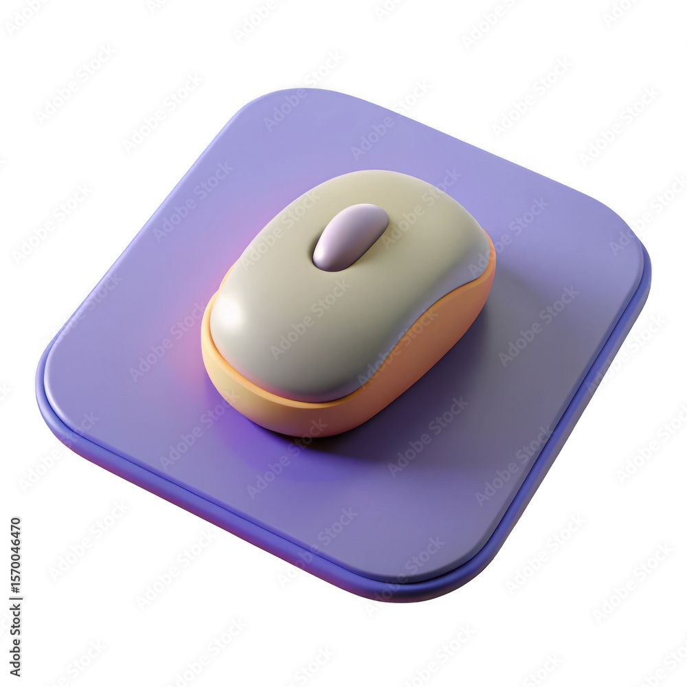 Poster 3d rendered computer mouse and mousepad isolated on transparent background