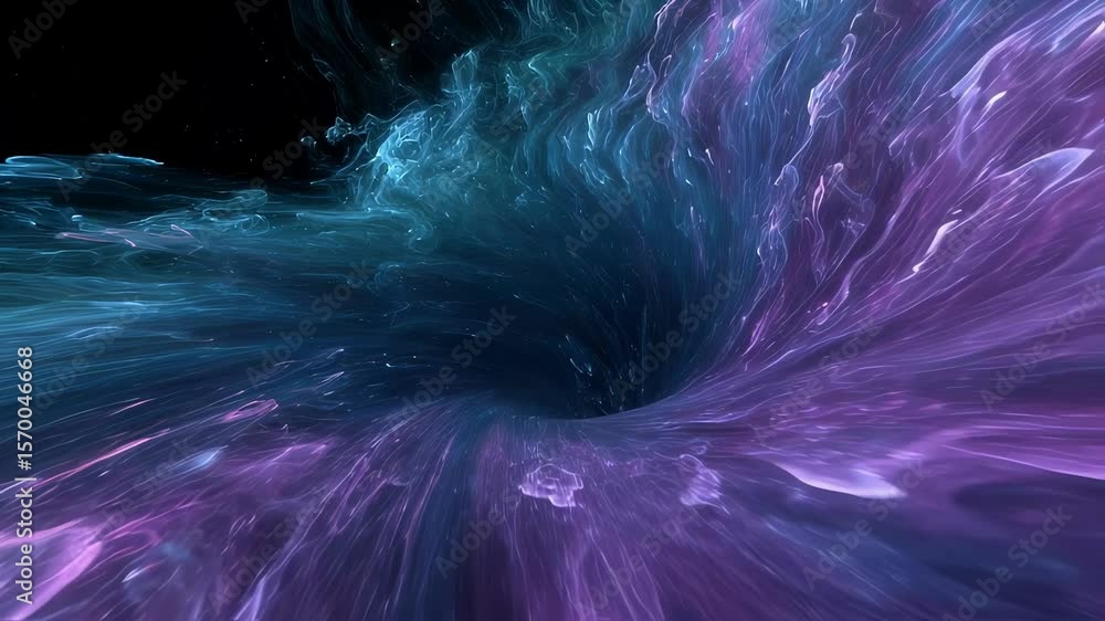 Poster colorful plasma swirling into a black hole creates a mesmerizing cosmic vortex of light and energy, 