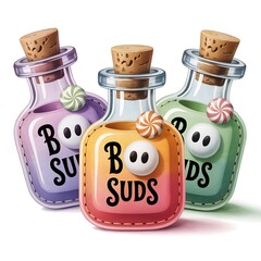 Whimsical Halloween Soap Set – Glowing Bar Soaps with Ghost Bubbles and Candy Swirls