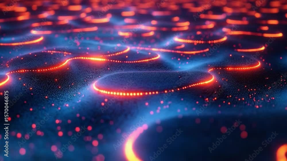 Poster digital symphony: a captivating composition of luminous blue and orange lines, reminiscent of an int