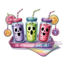 Digital Airbrush Halloween Smoothies – Boo-Berry, Witchmelon, and Choco-Bat Bottles