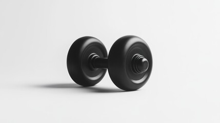 A black dumbbell on a white background