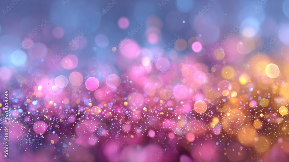 Poster a colorful background with many small circles. the background is purple and blue. the circles are pi