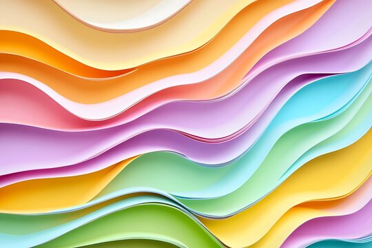 Abstract wavy layers of pastel colored paper create a soft gradient background