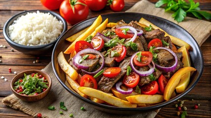 Lomo Saltado – Peru
Stir-fried beef with onions, tomatoes, fries, and rice, in soy vinegar sauce.