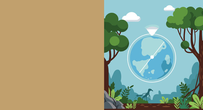 Ozone layer protection theme with earth globe and lush forest. Focus on ozone layer protection highlights Earth and trees, emphasizing environmental safety and health.