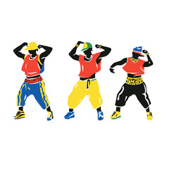 Vibrant Silhouettes of Dancers in Bright Colors